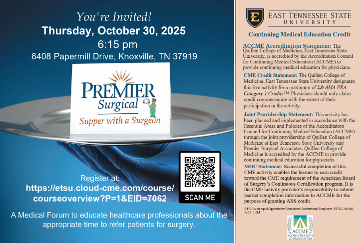 Supper with a Surgeon 10/30/2025 Banner